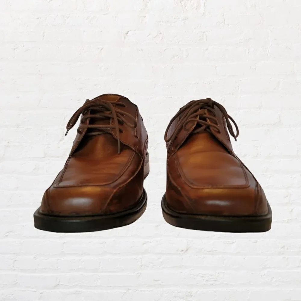 Dockers Men's Size 10 Brown Leather Square Toe Oxfords with Comfort Heels